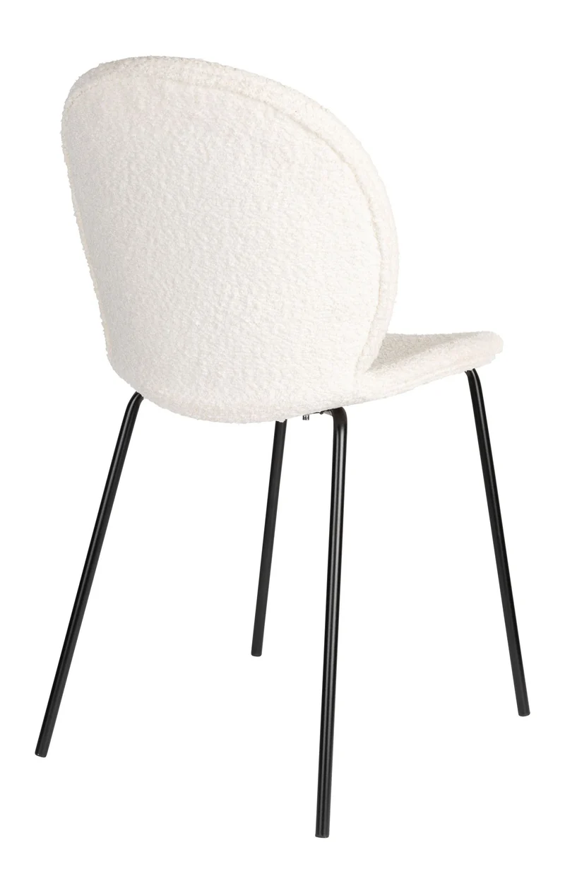 Esszimmerstuhl Bonnet 2er-Set, Off-White mit schwarzem Metallgestell