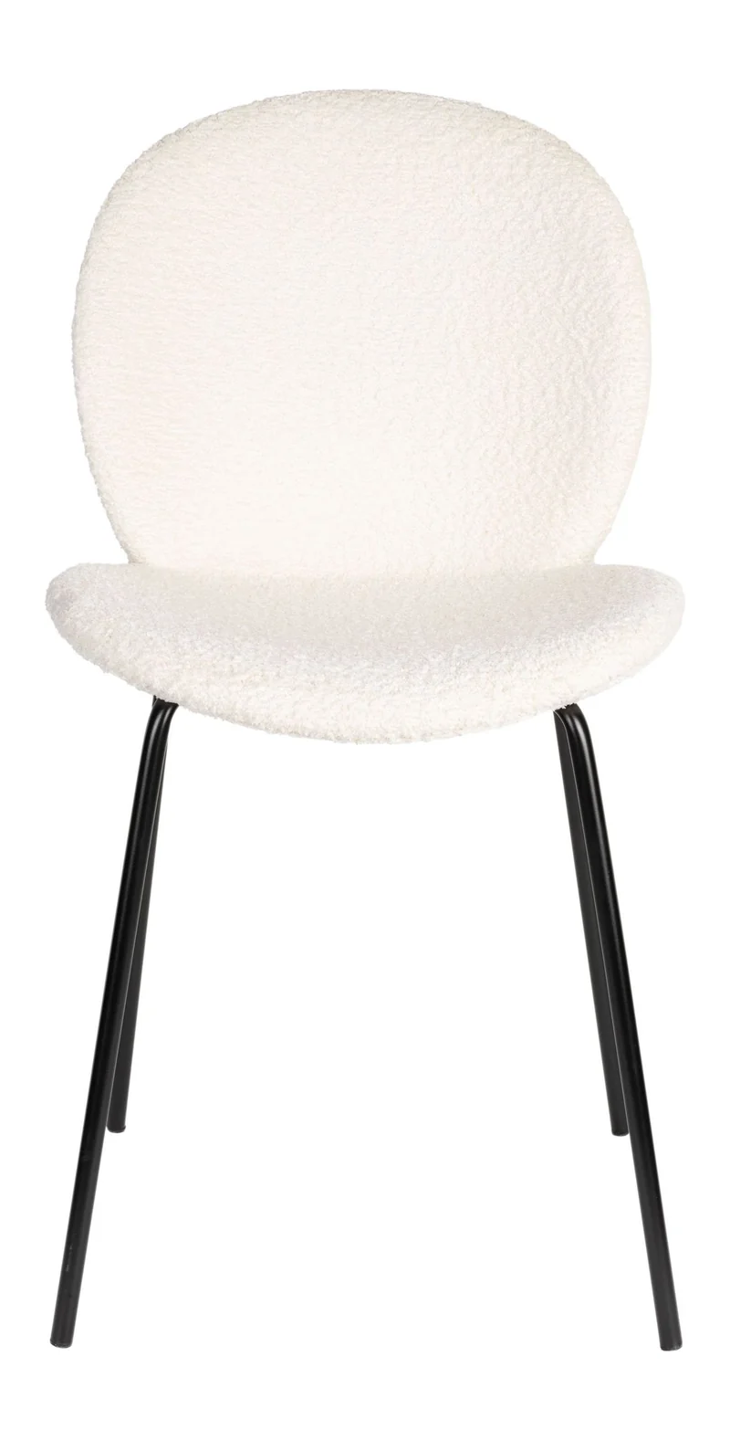 Esszimmerstuhl Bonnet 2er-Set, Off-White mit schwarzem Metallgestell