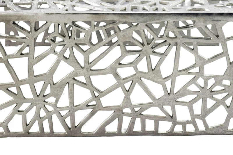 Couchtisch Aluminium Silber 60x60 cm mit Astmuster im Handmade-Design