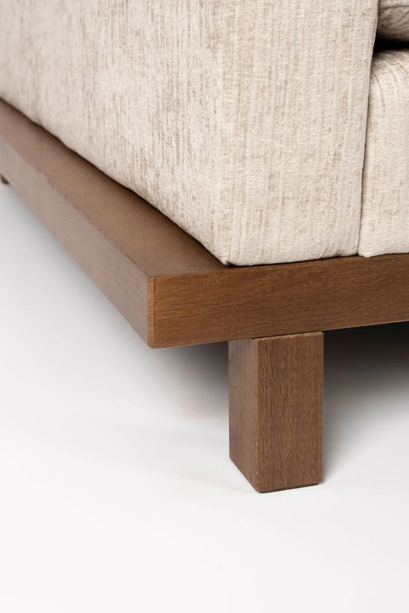 Sofa Blossom 3-Sitzer Sand mit Eichenholz-Gestell im Japandi-Stil