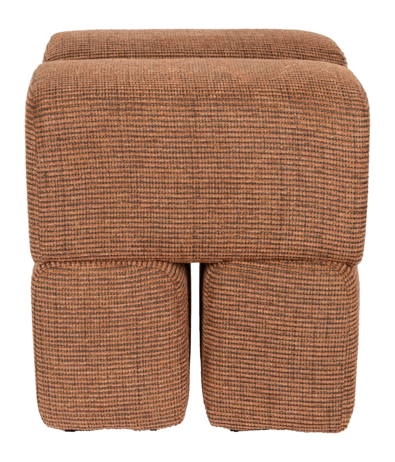 Hocker Staple Terracotta mit verspieltem Blockdesign, 40x40 cm