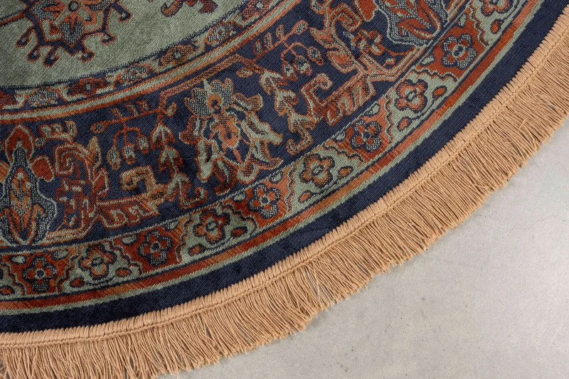 Teppich Raz 200x200 cm Grün mit Fransen aus Viskose fürs Wohnzimmer