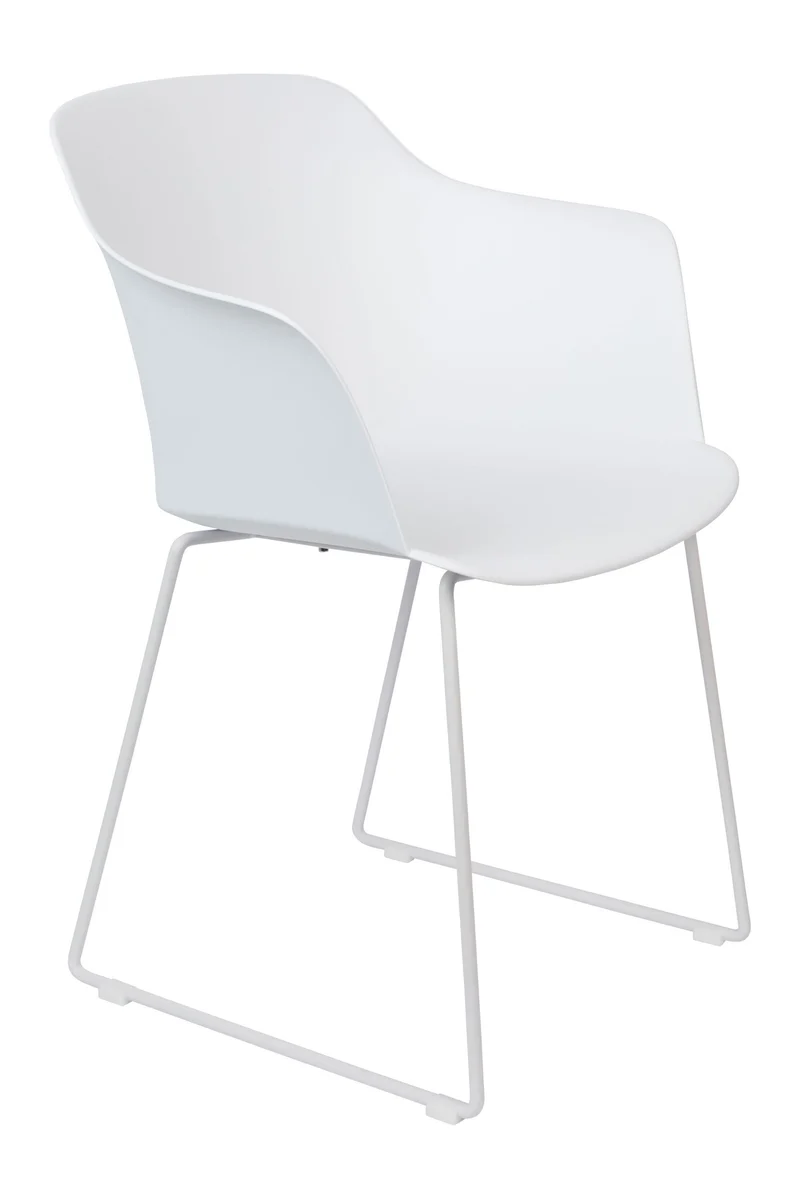 Sessel Tango im 2er-Set, Weiß mit Schalensitz und Stahlgestell