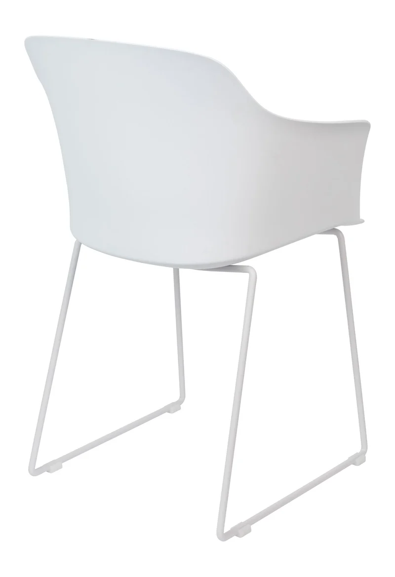 Sessel Tango im 2er-Set, Weiß mit Schalensitz und Stahlgestell