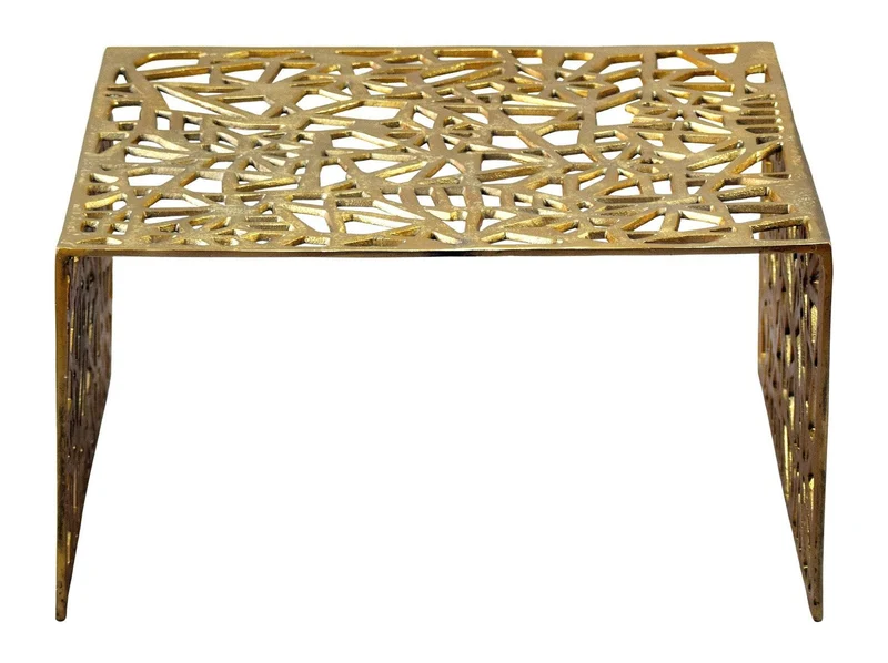 Couchtisch Aluminium Gold 60x60 cm, Design-Sofatisch Handmade