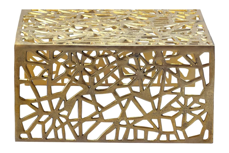 Couchtisch Aluminium Gold 60x60 cm, Design-Sofatisch Handmade