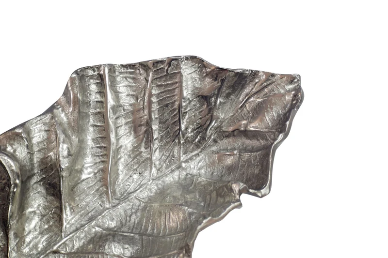 Dekoschale Blatt Aluminium Silber, 67 cm - Wohnling Tischdeko