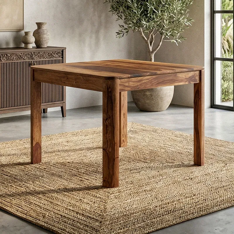 Esstisch Sheesham Massivholz 80x80 cm Dunkelbraun für 4 Personen