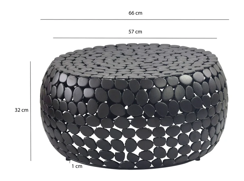 Couchtisch Aluminium rund, Schwarz mit Anti-Rutsch-Noppen von Wohnling