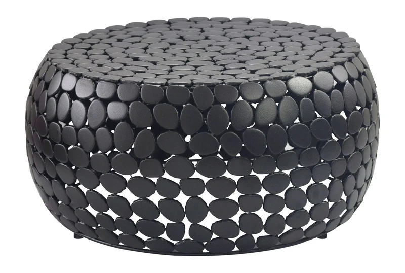 Couchtisch Aluminium rund, Schwarz mit Anti-Rutsch-Noppen von Wohnling