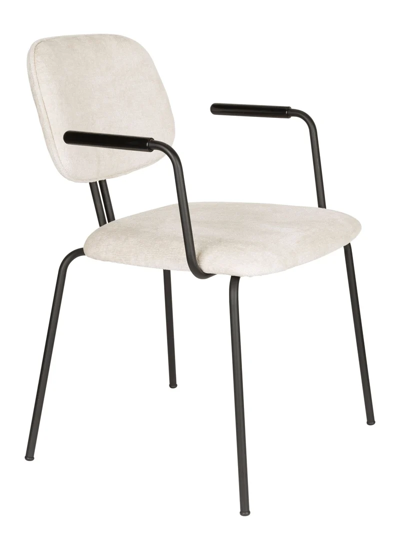Sessel Bouton im 2er-Set, Off-White mit schwarzem Metallgestell