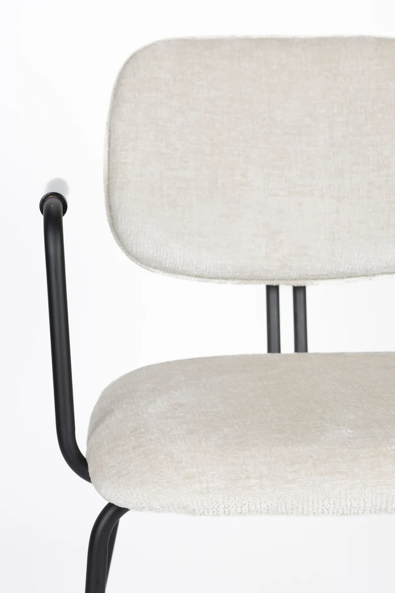 Sessel Bouton im 2er-Set, Off-White mit schwarzem Metallgestell