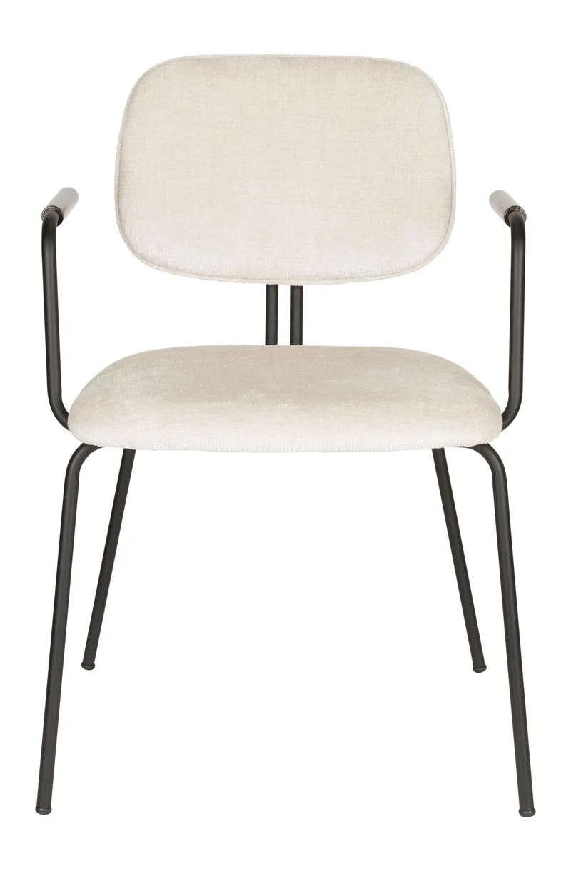 Sessel Bouton im 2er-Set, Off-White mit schwarzem Metallgestell