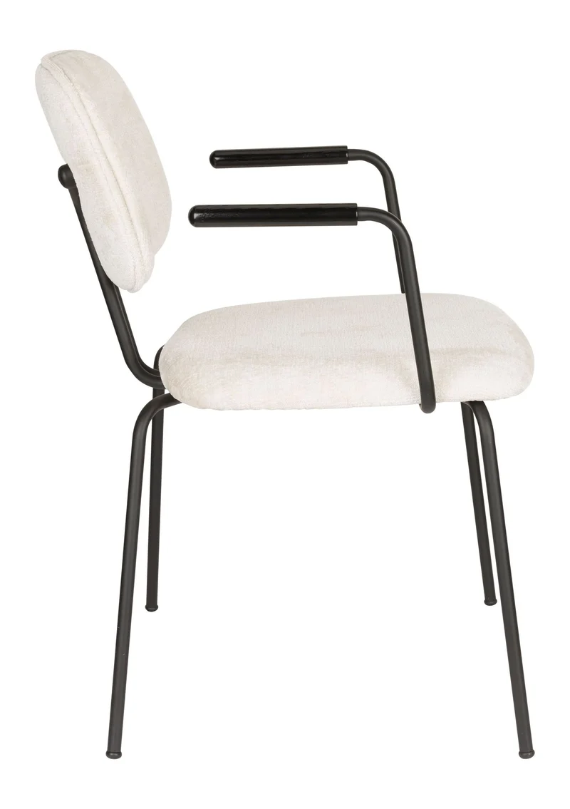 Sessel Bouton im 2er-Set, Off-White mit schwarzem Metallgestell