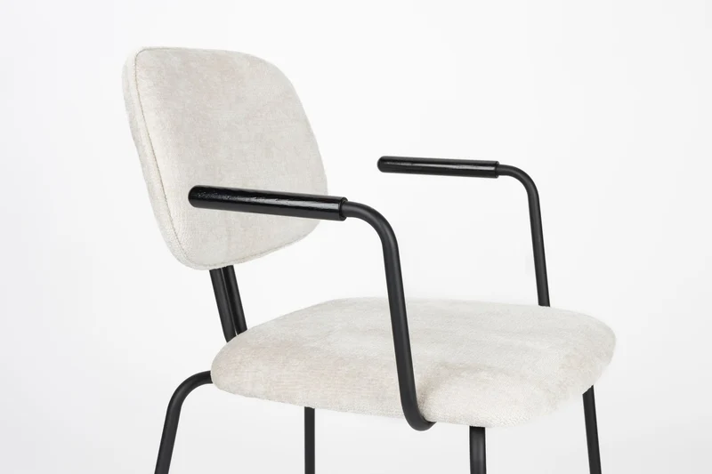 Sessel Bouton im 2er-Set, Off-White mit schwarzem Metallgestell