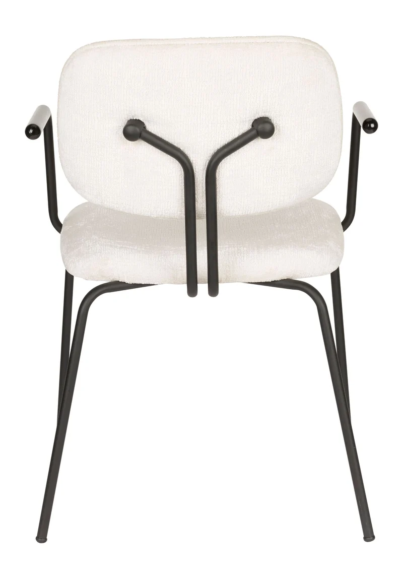 Sessel Bouton im 2er-Set, Off-White mit schwarzem Metallgestell