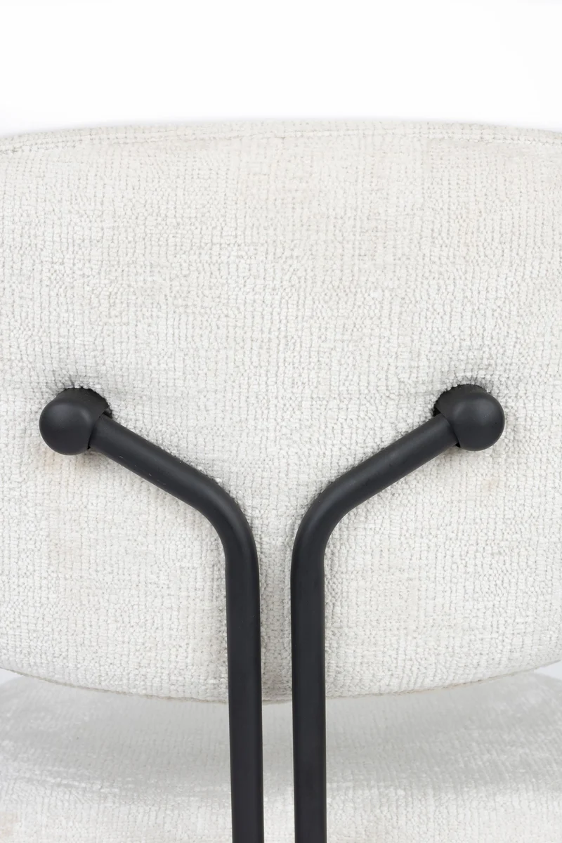 Sessel Bouton im 2er-Set, Off-White mit schwarzem Metallgestell