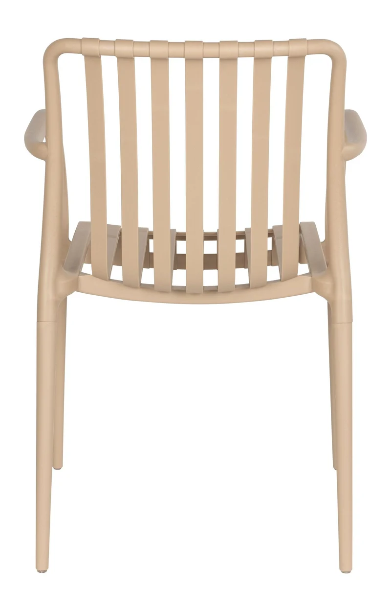 Gartenstuhl Amae im 4er-Set, Beige aus wetterfestem Kunststoff
