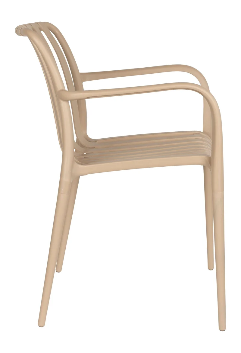 Gartenstuhl Amae im 4er-Set, Beige aus wetterfestem Kunststoff