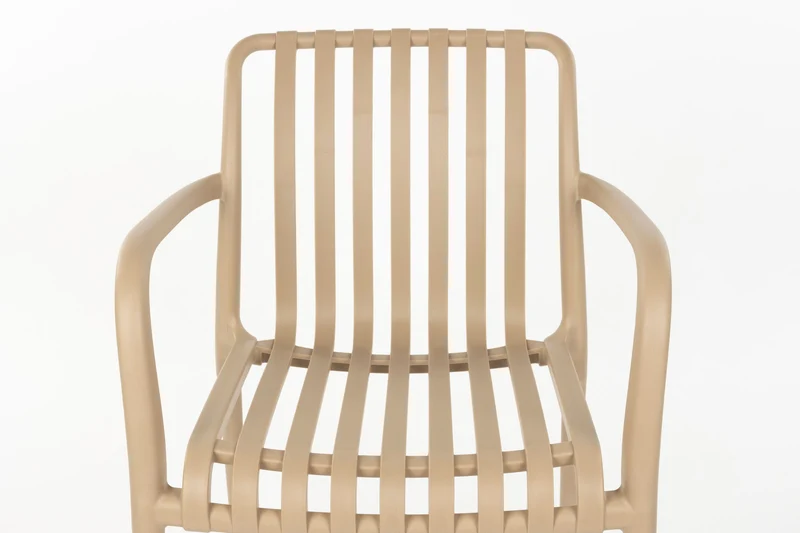 Gartenstuhl Amae im 4er-Set, Beige aus wetterfestem Kunststoff