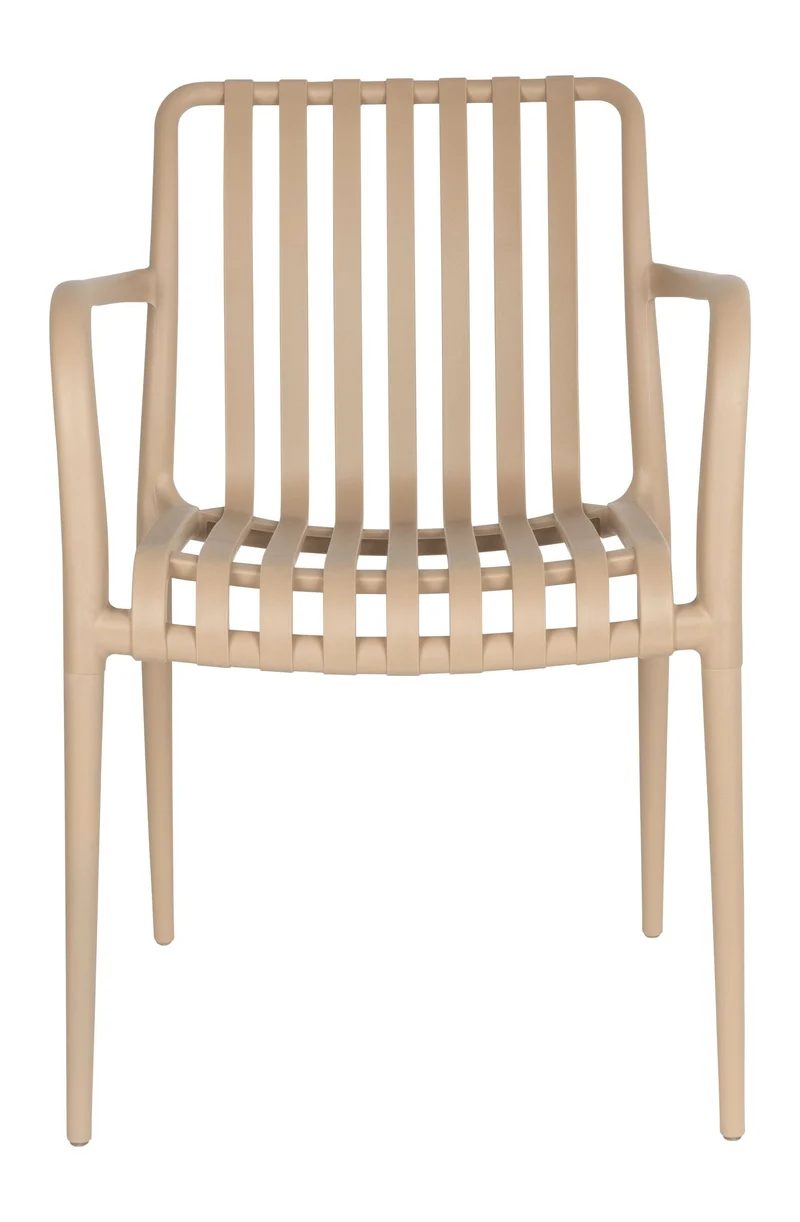 Gartenstuhl Amae im 4er-Set, Beige aus wetterfestem Kunststoff