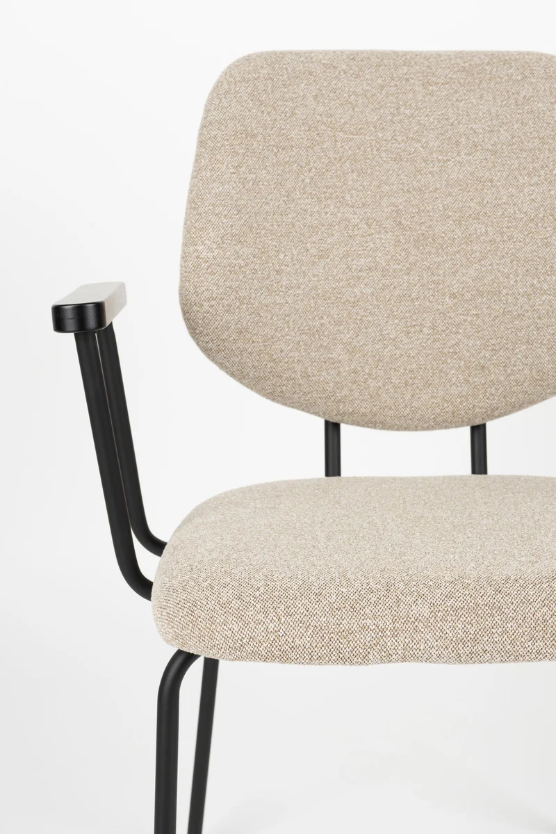 Sessel Zelo im 2er-Set, Beige mit Metallgestell für Esszimmer