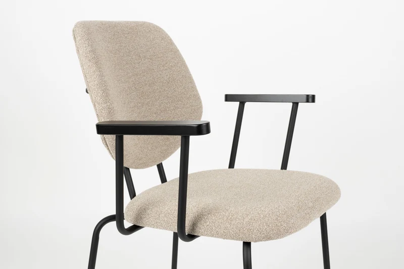 Sessel Zelo im 2er-Set, Beige mit Metallgestell für Esszimmer