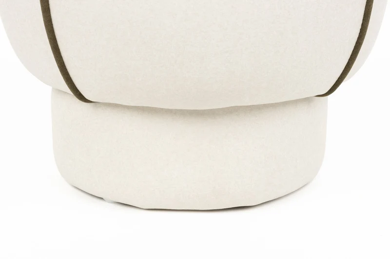 Hocker Marina in Weiß mit Kontrastnaht, rundes Retro-Design