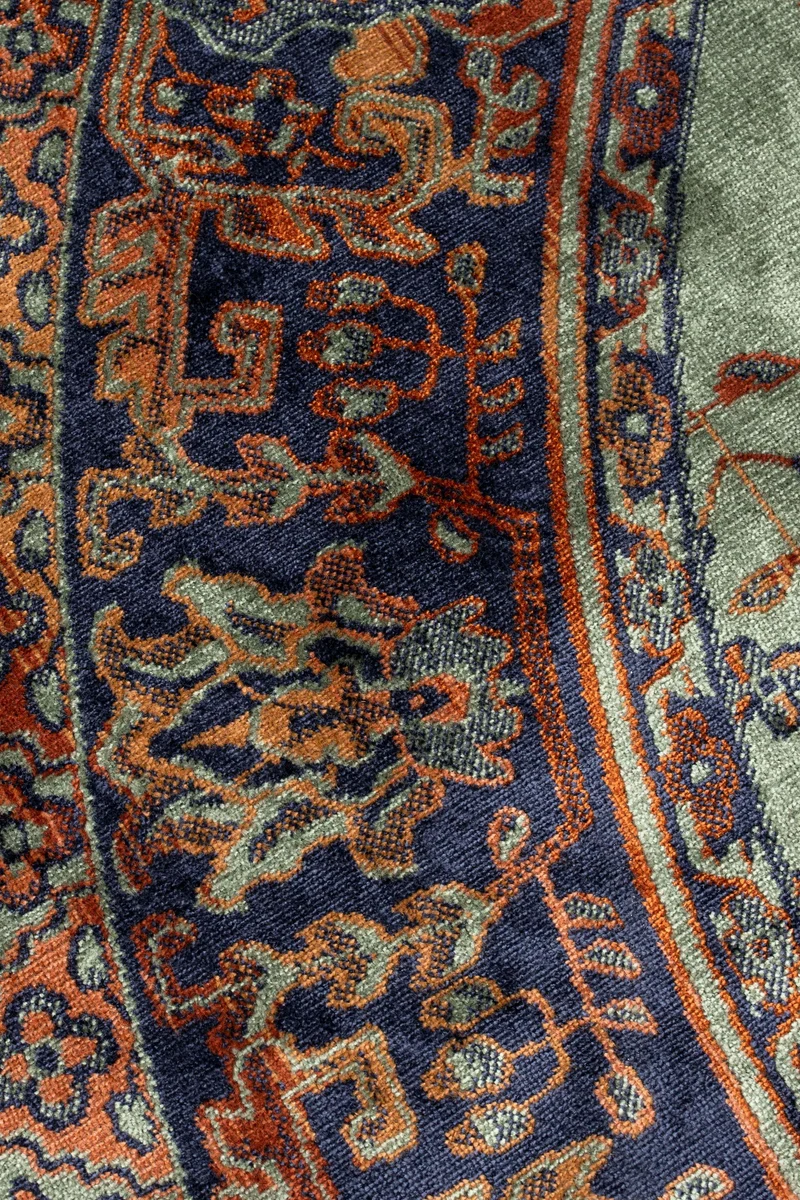 Teppich Raz aus Viskose, 160x160 cm in Grün mit Fransen für Wohnzimmer