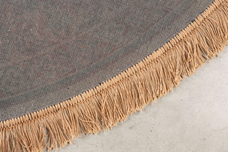 Teppich Raz aus Viskose, 160x160 cm in Grün mit Fransen für Wohnzimmer
