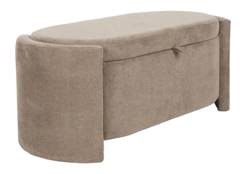 Sitzbank Miro, oval geformt in Grau mit Polyesterbezug für Wohnzimmer