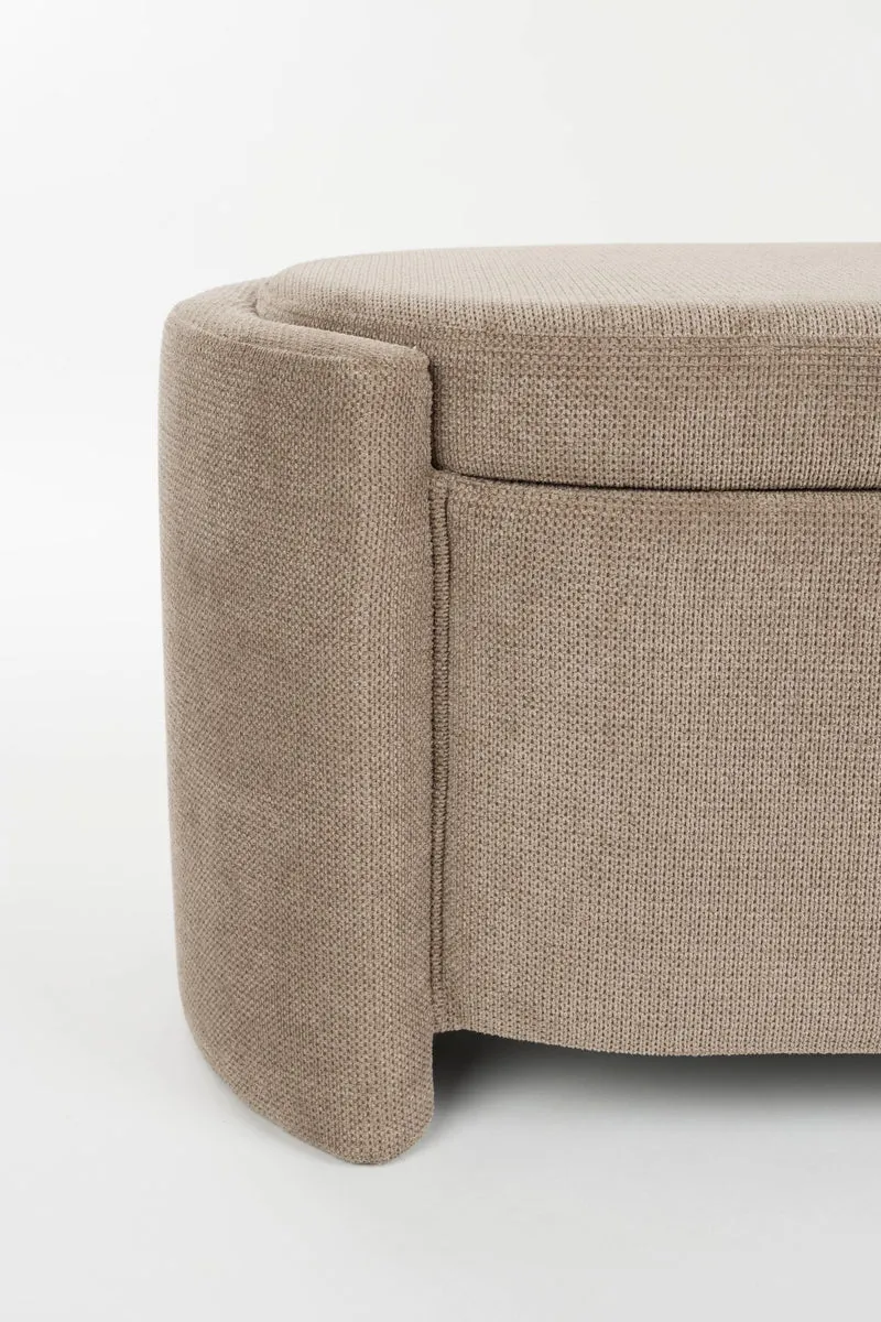 Sitzbank Miro, oval geformt in Grau mit Polyesterbezug für Wohnzimmer