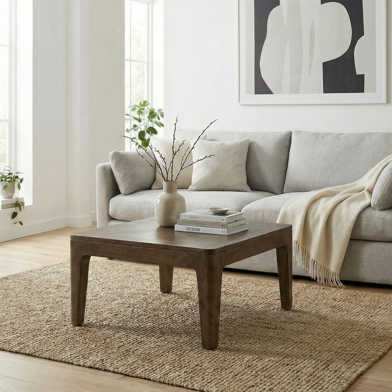 Couchtisch Mango Massivholz 60x60 cm Walnuss-Finish, Wohnling