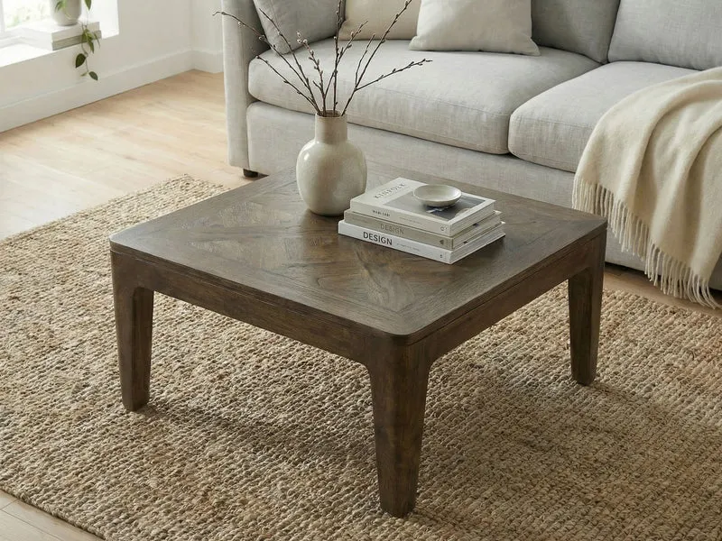 Couchtisch Mango Massivholz 60x60 cm Walnuss-Finish, Wohnling
