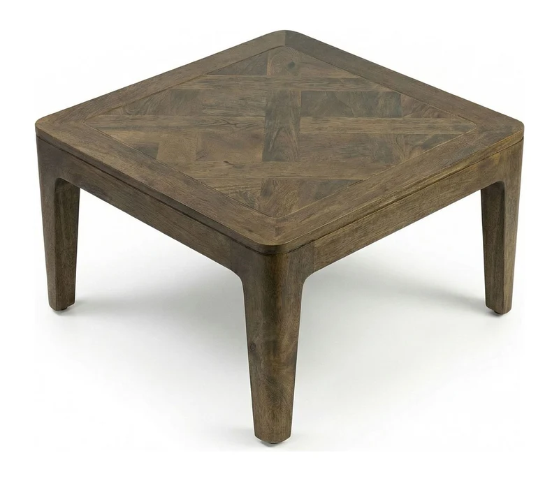 Couchtisch Mango Massivholz 60x60 cm Walnuss-Finish, Wohnling
