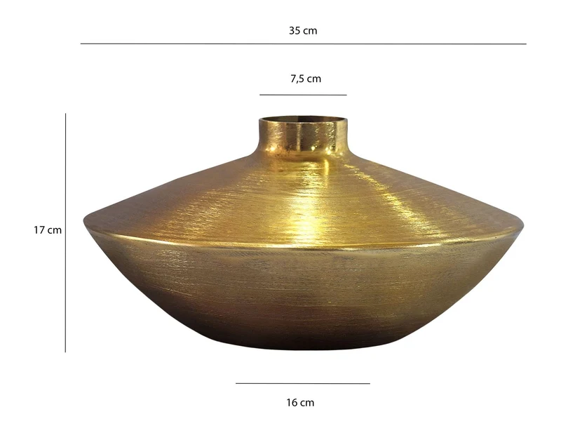 Tischvase Aluminium Gold 35 cm: handgefertigte Design-Dekovase