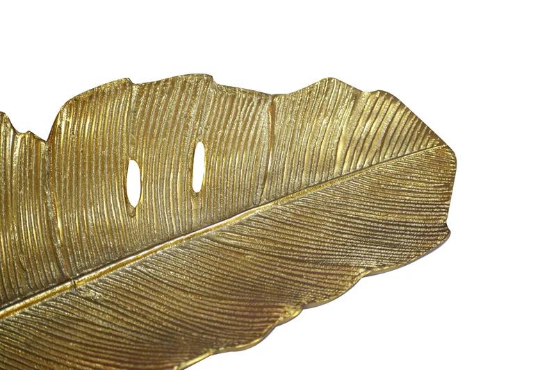 Dekoschale Blatt Gold 80 cm aus Aluminium von Wohnling, handgefertigt