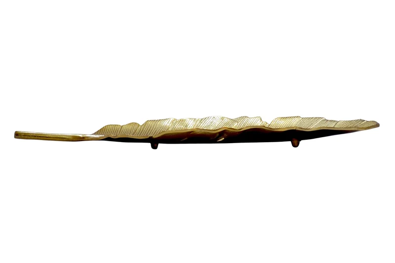 Dekoschale Blatt Gold 80 cm aus Aluminium von Wohnling, handgefertigt