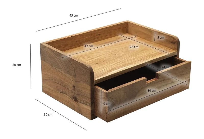 Nachtkonsole Akazie Massivholz, Braun mit Schublade für Boxspringbett