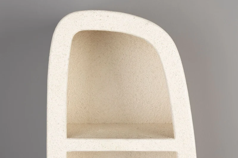 Wandregal Veda mit 3 Ablagen aus recyceltem Marmor in Beige/Natur