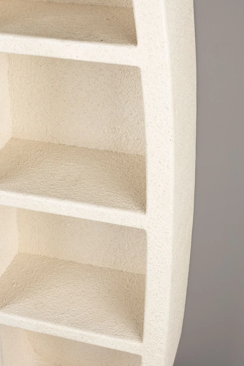 Wandregal Veda mit 3 Ablagen aus recyceltem Marmor in Beige/Natur