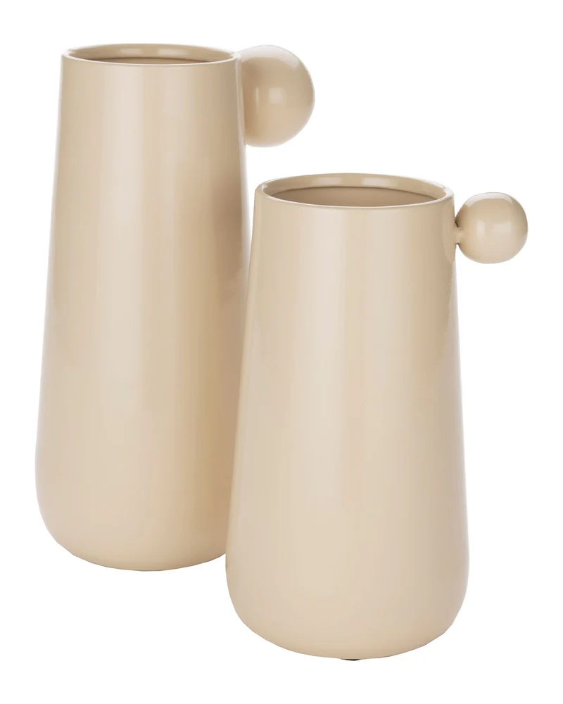 Vase Dot L in Beige mit Kugel-Detail aus Eisen von Dutchbone