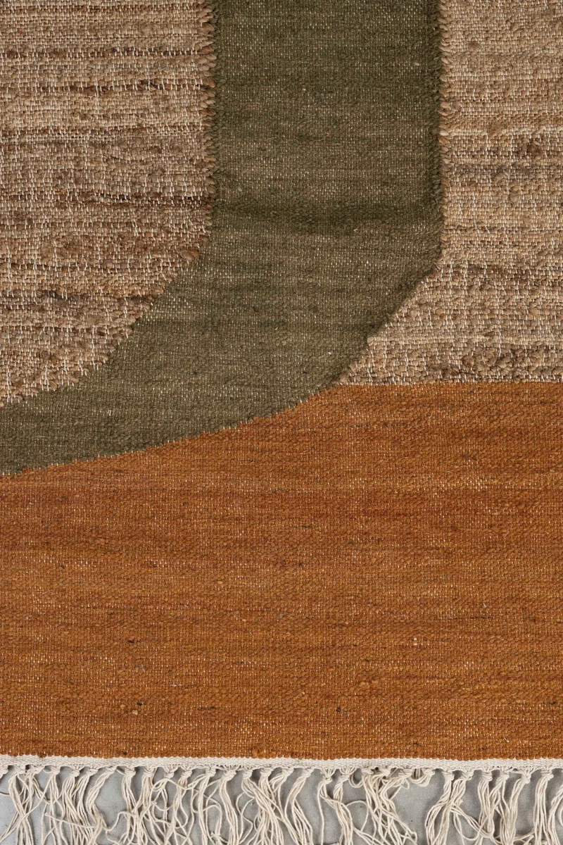 Teppich Pavilion 200x300 Natural Green Brown aus Wolle und Jute