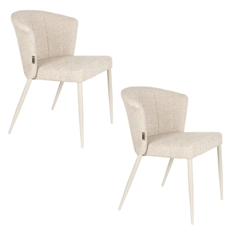 Esszimmerstuhl Georgia, stapelbares 2er-Set aus Sperrholz in Beige