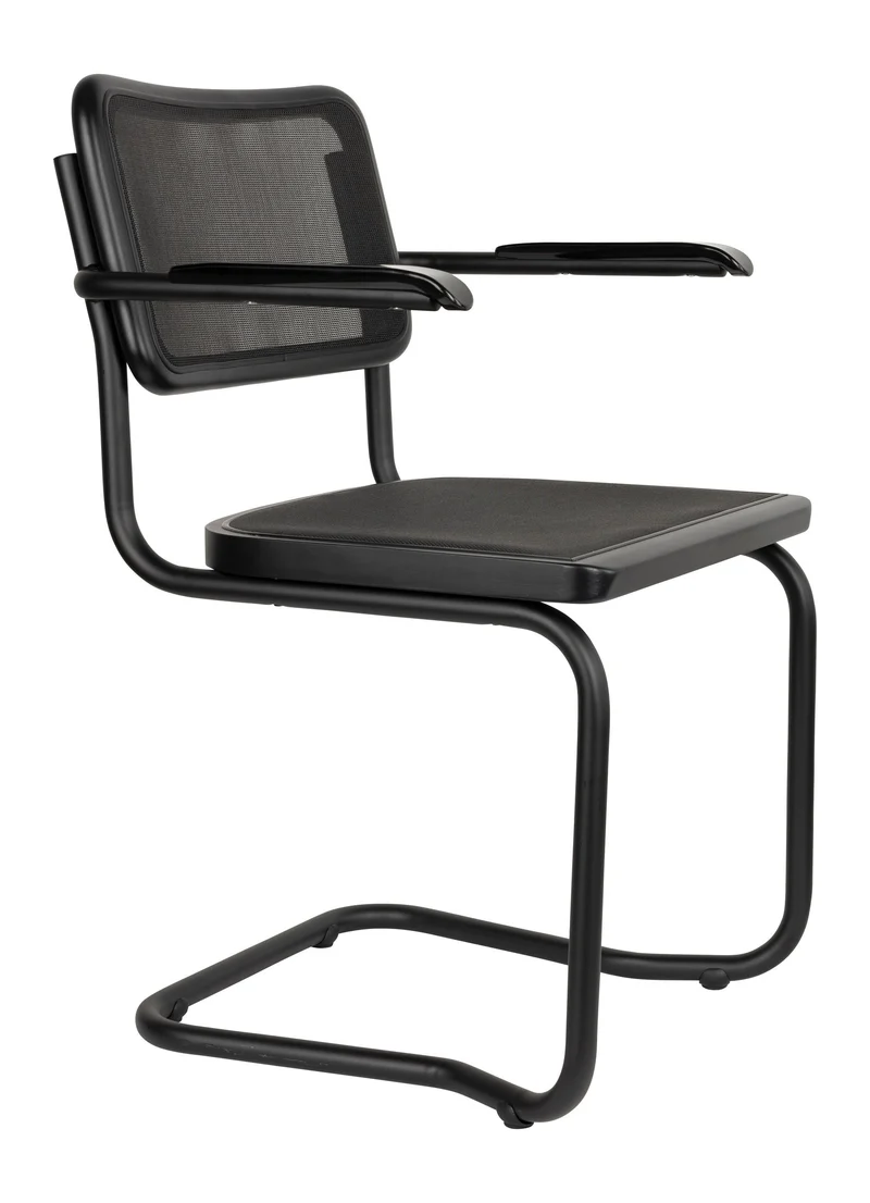 Sessel Carree 2er-Set, Schwarz mit Armlehne, Mesh von Dutchbone