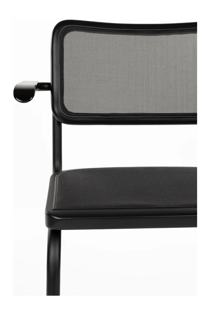 Sessel Carree 2er-Set, Schwarz mit Armlehne, Mesh von Dutchbone