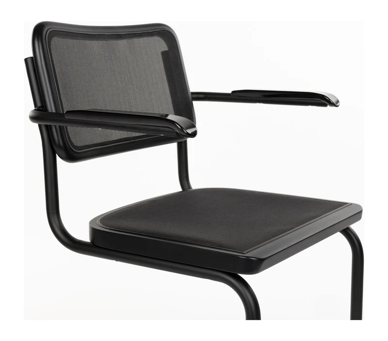 Sessel Carree 2er-Set, Schwarz mit Armlehne, Mesh von Dutchbone