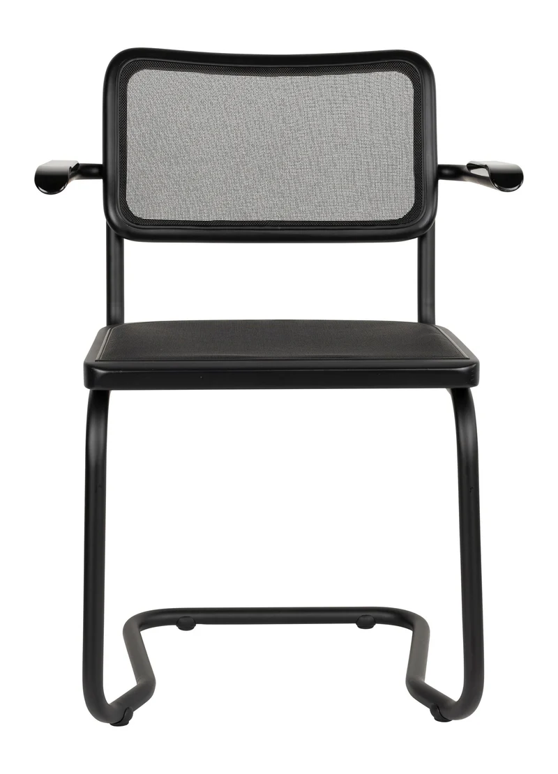 Sessel Carree 2er-Set, Schwarz mit Armlehne, Mesh von Dutchbone