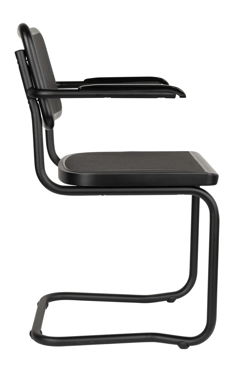 Sessel Carree 2er-Set, Schwarz mit Armlehne, Mesh von Dutchbone