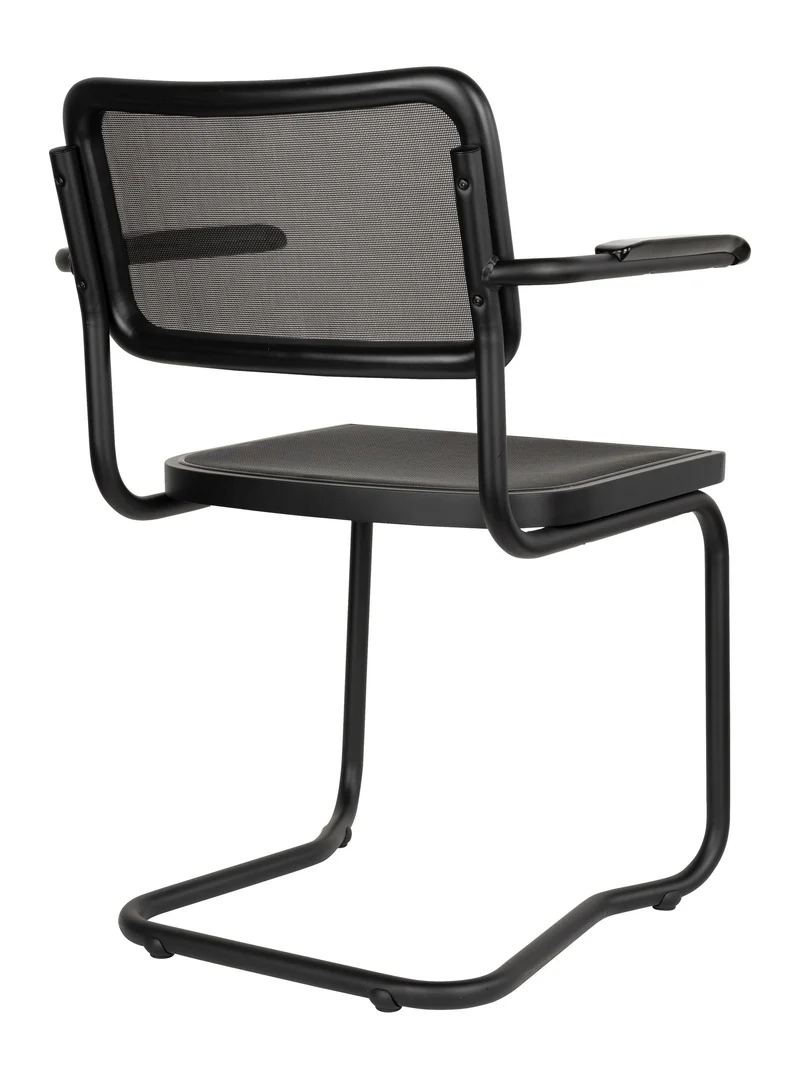 Sessel Carree 2er-Set, Schwarz mit Armlehne, Mesh von Dutchbone